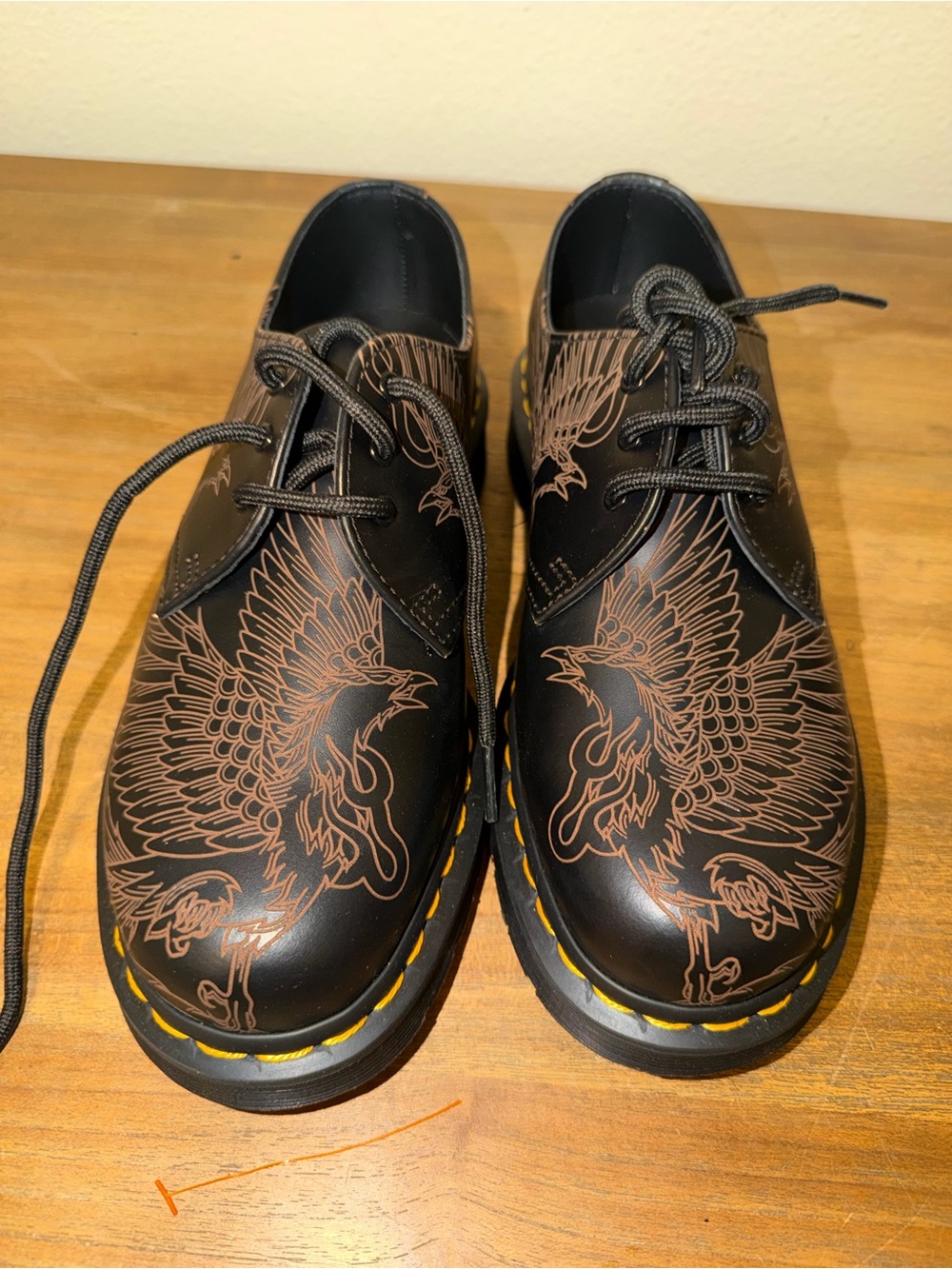 Dr. Martens Black Leather Embossed Eagle Lace-Up Mules